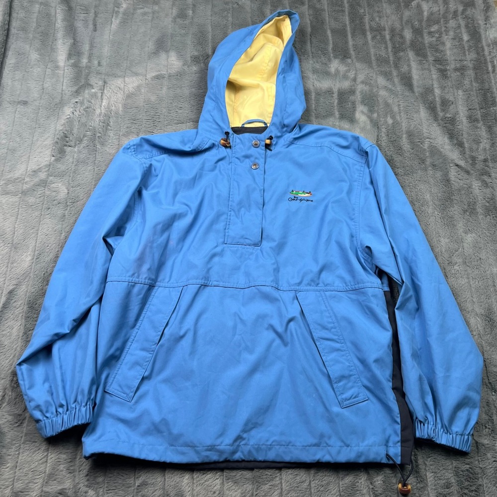Cutter & Buck Mens Blue Black Anorak Windbreaker Pullover Hooded Jacket Size M